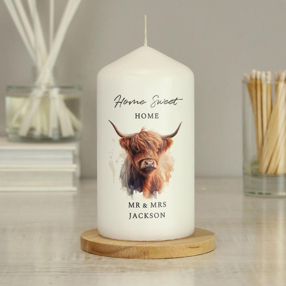 Personalised Highland Cow Pillar Candle Extra Image 3